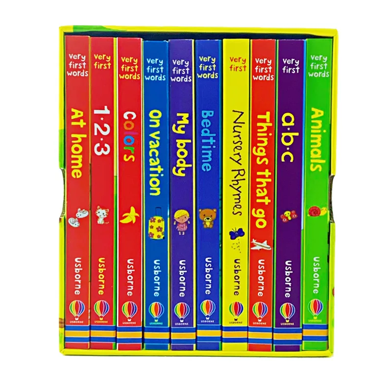 10Pcs/set English Books Usborne Very First Words Hardcover Board Book Children's Enlightenment Educational Toy Picture Textbook