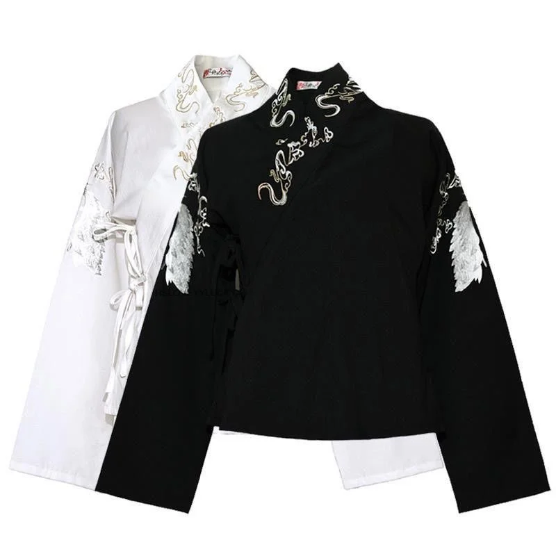 Oversized Traditional Chinese Hanfu Top Plus Size Daily Female Cross Collar Embroidery For Spring And Summer Cosplay Hanfu Top