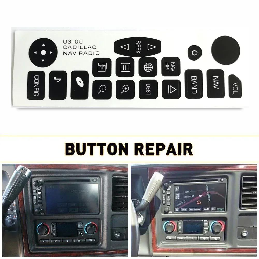 Car Interior Multimedia Radio Button Repair Sticker Decals Accessories For Cadillac Escalade Chevrolet Tahoe GMC Yukon 2003-2006