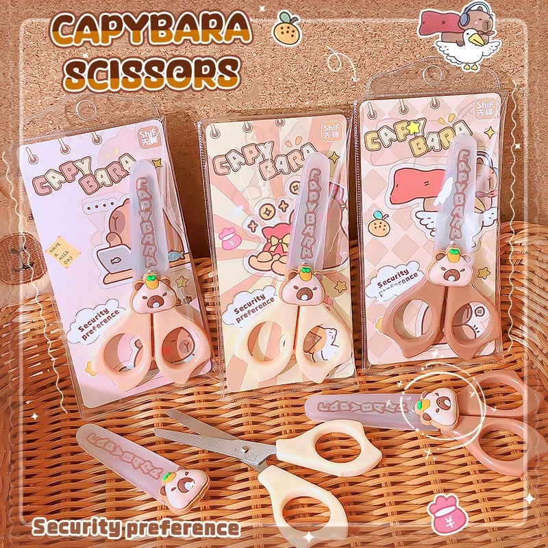 Zufällig 1PC Cartoon Capybara Schere Sicherheit DIY Hand Made Schere Papier Schneiden kinder Schere Schreibwaren Schule Liefert