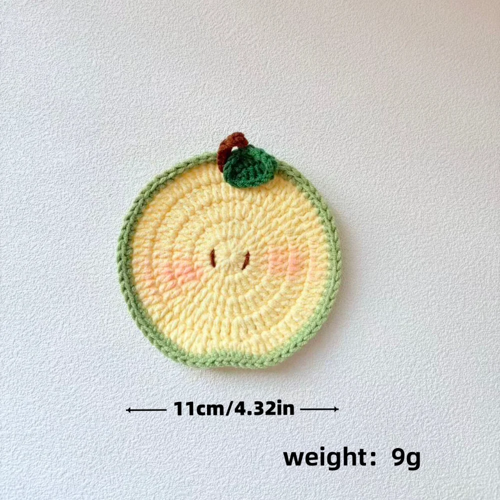 Yarn Crochet Fruit Coasters Handmade Crochet Fruit Shaped Knitted Cup Mats Soft Lightweight Heat Insulating