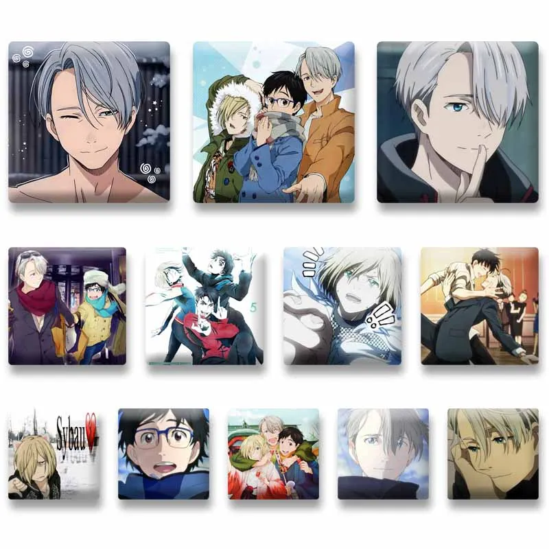 Broches de Personajes de Anime Yuri on Ice, Redondos, Creativos y Lindos, de Esmalte, para Mochilas, Ropa y Accesorios