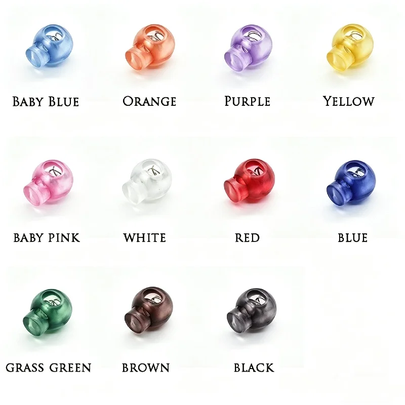 10pcs Plastic Cord Lock Stopper Spring Toggle Clip Clear for Shoelace Drawstring Paracord Lanyard Rope Transparent Colorful