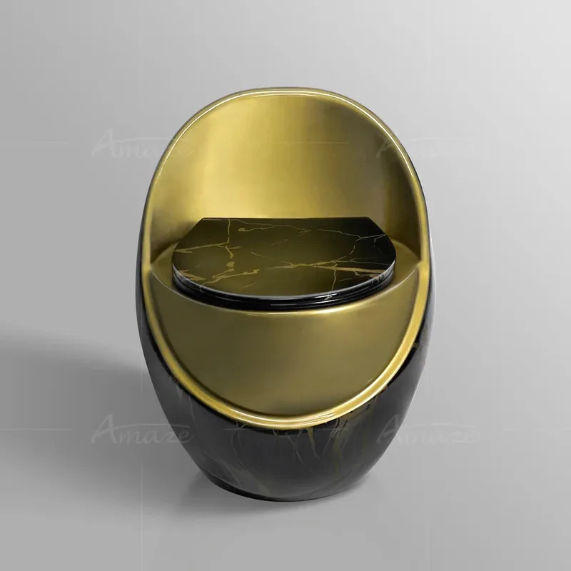Modern Black Gold Marble One Piece Toilet Bowl Ceramic Water Closet Bathroom Sanitary Ware