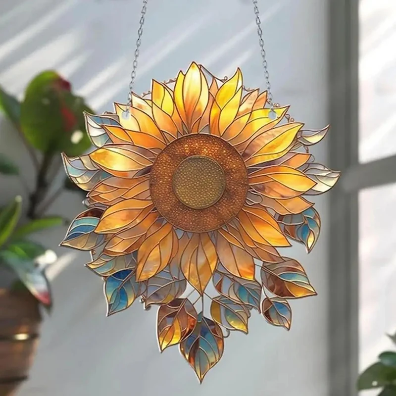 Girasole acrilico appeso a parete decorazione di piante di girasole porta finestra appesa decorazione decorativa della camera da letto decorazione della stanza