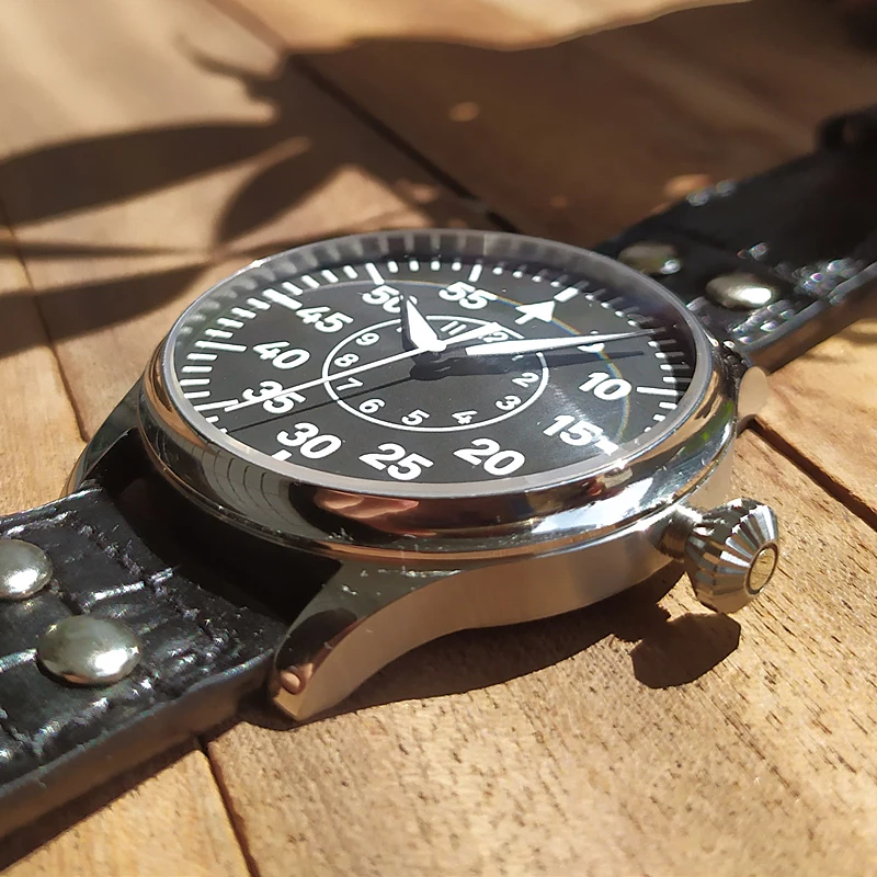 44mm Fashion Men\'s Army Pilot Watch Outdoor Waterproof Vh31 Movement Strong Luminous Large Dial Sapphire Glass Stainless Steel