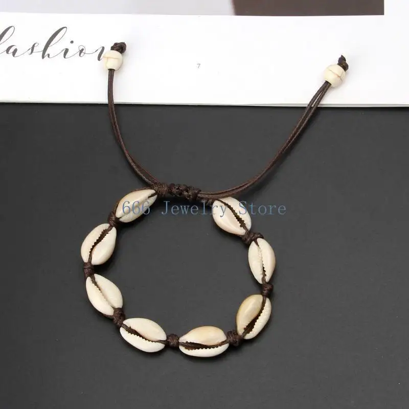F2TD Handmade Braided Bracelet Natural Cowrie for Shell Bracelets Hawaiian Beach Brac