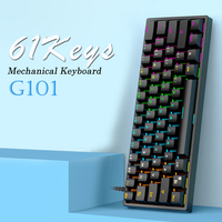 BAJEAL G101 Mechanical Keyboard 61-key Gaming Keyboard Blue Switches RGB Backlit Durable and Compact Design For PC Laptop