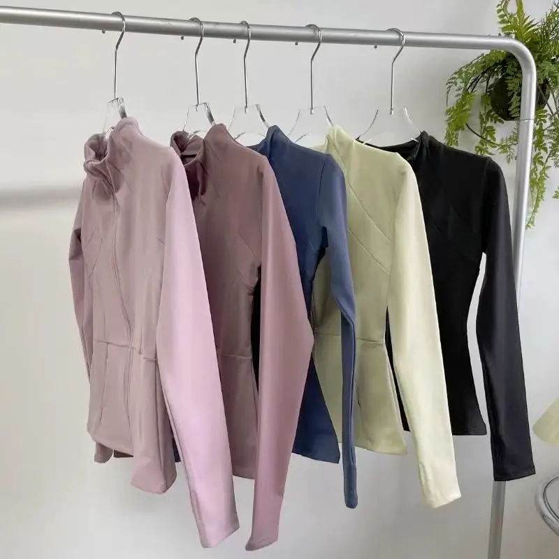 سترة نسائية رياضية من الصوف بأكمام طويلة، معطف دافئ للتخسيس، اليوغا، البيلاتيس، اللياقة البدنية، الجري، الخريف، الشتاء