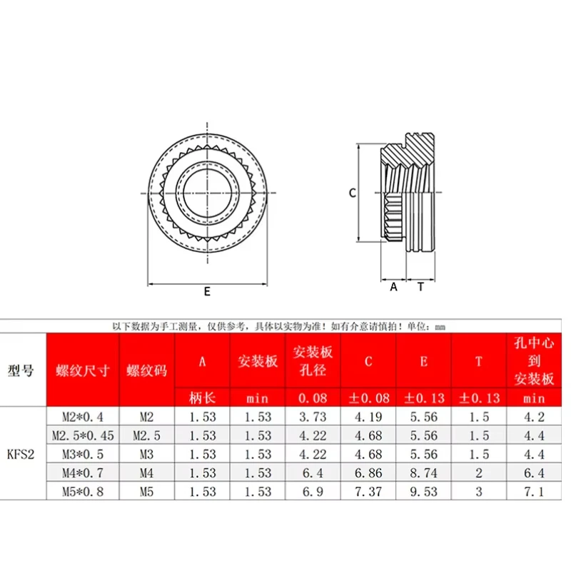 Leijiu Kfs2/kf2-m2 M2.5 M3 M4 M5 Stainless Steel Self-clinching Screw Press In Pcb Board Broaching Nuts