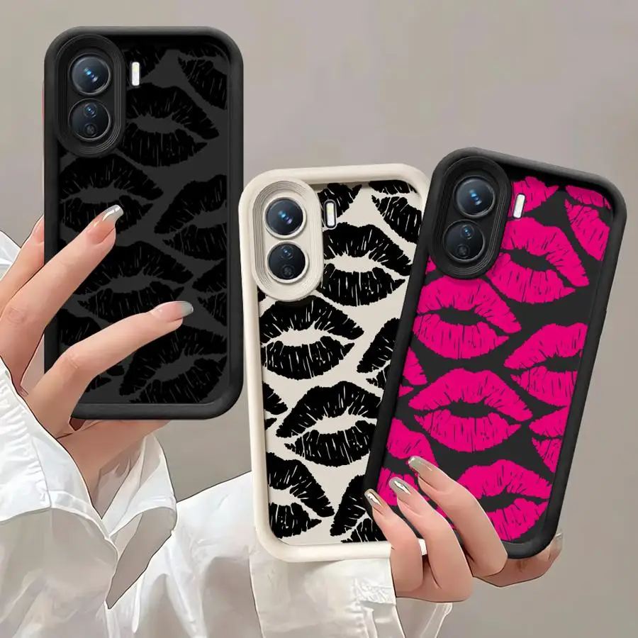 

Phone Case for Xiaomi Redmi Note 13 Pro 11 12 5G 12S 10 4G 11Pro 12ProPlus ShockProof Cover Funda Red Sexy Lips Kiss
