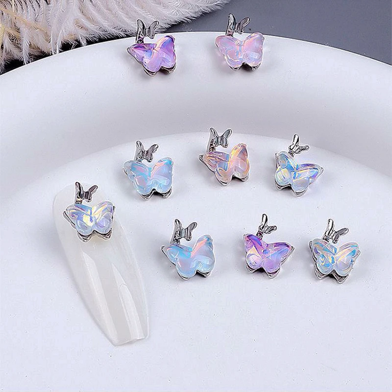 10PCS Luxury Alloy Butterfly Nail Art Rhinestones Charms Supplies Jewelry Parts Accessories For Nails Art Decoration Materials