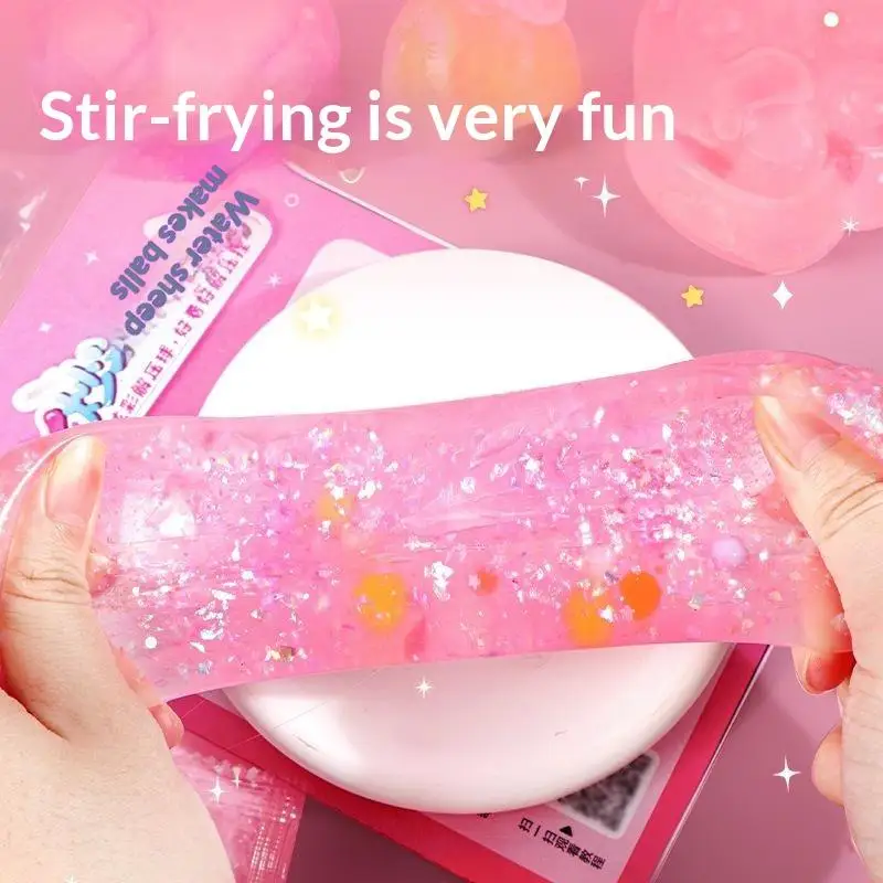 DIY Slime Stress Relief Ball Kit Non-Toxic Glitter PVC Toy Fun Craft Set for Kids Sleepover Party Favors