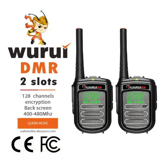 

2 pcs Wurui DP168 DMR walkie talkie digital portable mini professional Two-way radio radios ham handy Mobile police uhf vhf 10km