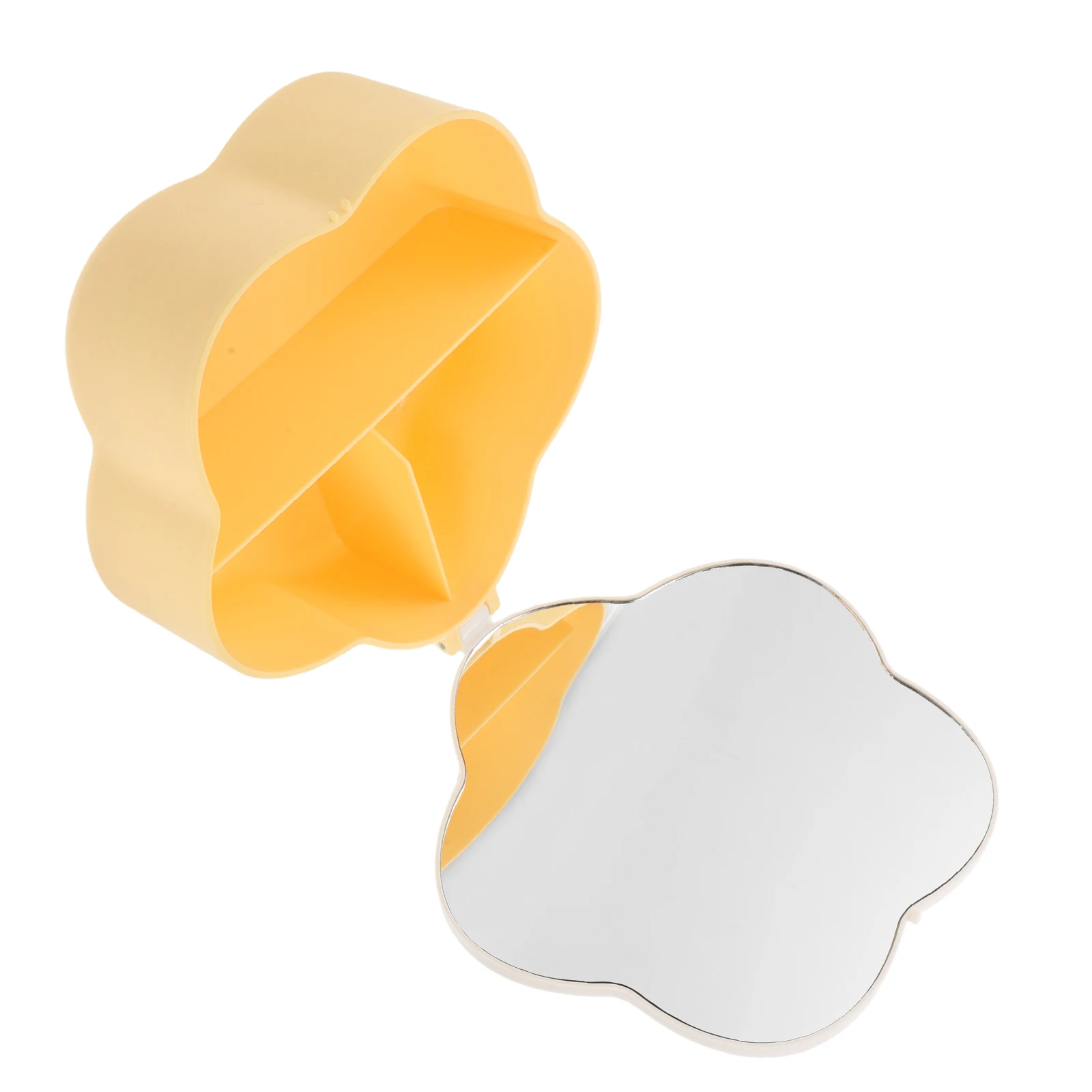 

Flower Mirror Storage Box Jewelry Organizer Case Compact Travel Small Size Desk Decorative Storage