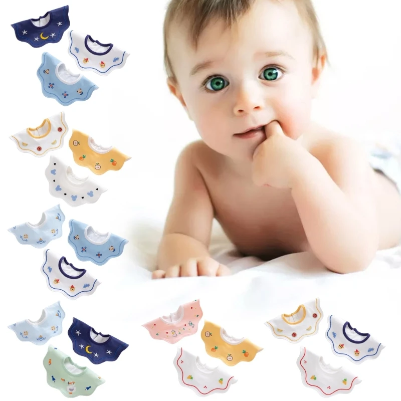 Baby Bibs Bandana Embroidery Drooling Bib for Infant 0-36M Baby Teething Wipe Towel Waterproof Burp Cloth Feeding Bib