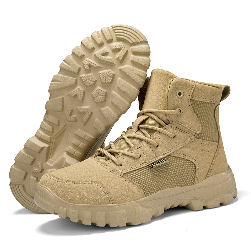  Men Hiking Shoes Outdoor Sneakers Ankle Boots Breathable Mesh Leather Casual High-Top Wear-Resistant Shoes Tactical Walking