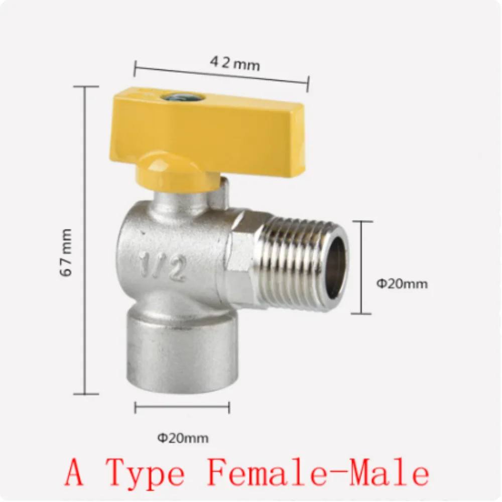 1 pz 1/2 "BSP maschio femmina valvola ad angolo triangolare ad alto flusso combustibile naturale Gas gpl scaldabagno 1.6Mpa -20C a 100C gradi