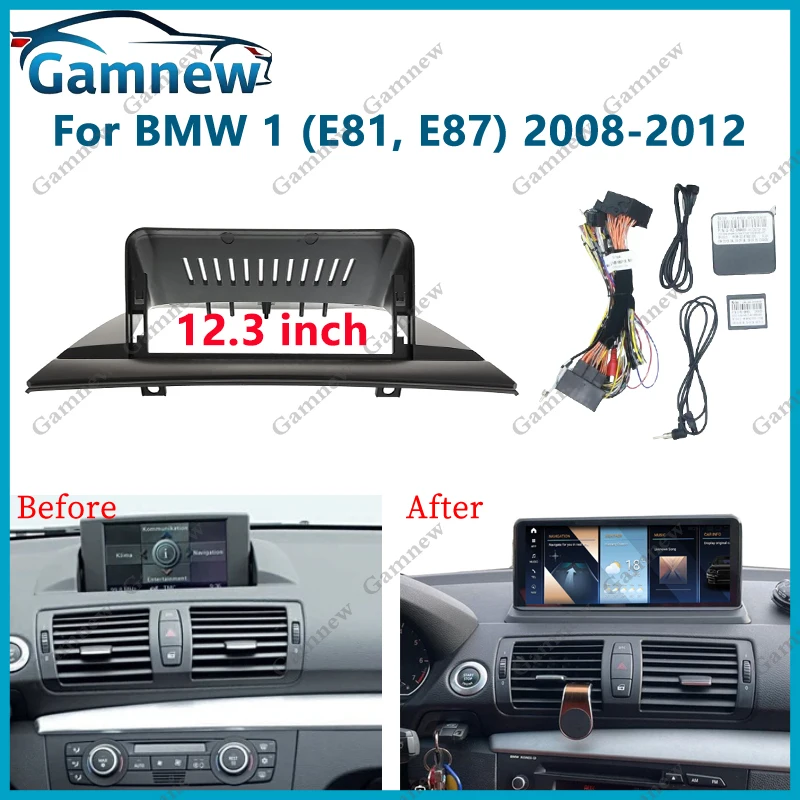 

12.3 Inch Car Frame Fascia Adapter Canbus Box Decoder Android Radio Audio Dash Fitting Panel Kit For BMW 1 (E81, E87) 2008-2012