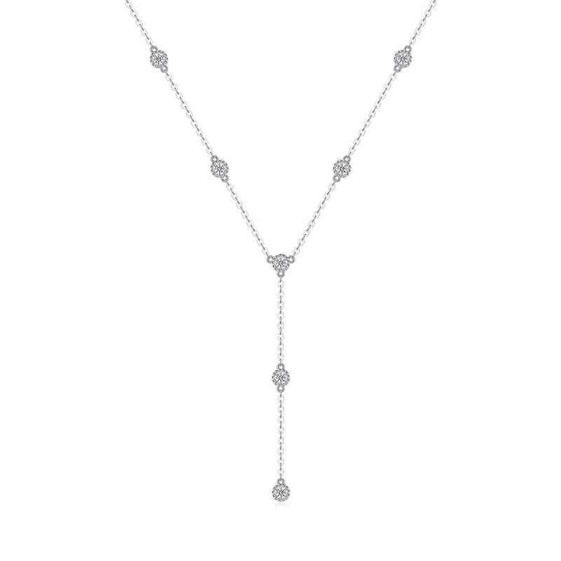 

ZFSILVER Модное классическое ожерелье из серебра 925 пробы с муассанитом и подвесками-кисточками, круглое, для женщин, аксессуары, украшения для вечеринок, подарки N17101