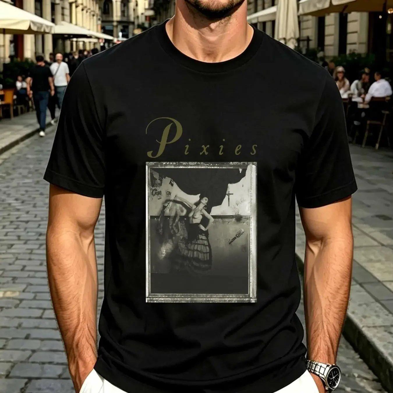 washed T Shirt Officially licensed Pixies Surfer Rosa Mens Black Classic vintage Washed graphic Breathable