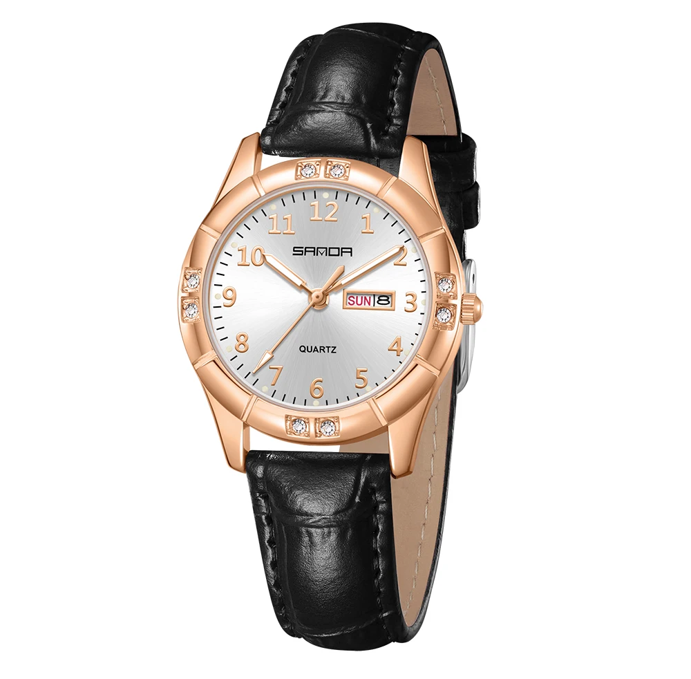 

Fashion Elegant Women's Quartz Watch Brand Lady Wristwatch Casual Women Watch PU Leather Calendar Week Watches for Woman Reloj