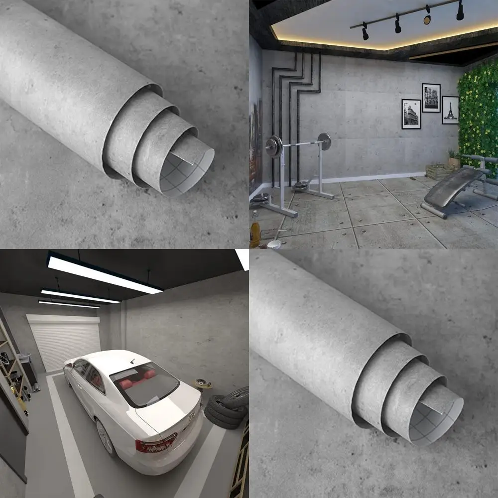 ورق جدران قابل للتقشير واللصق من الخرسانة باللون الرمادي الفاتح - لفافة فينيل أكثر سمكًا مع نسيج غير لامع ثلاثي الأبعاد لمظهر الخرسانة الرمادية المقاومة للماء