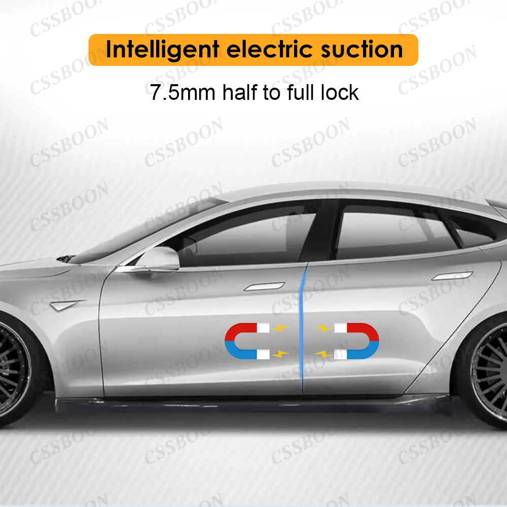 CSSBOON Serratura elettrica intelligente per porta con aspirazione per Tesla Model S Accessori auto Anti pizzico Serrature automatiche con chiusura