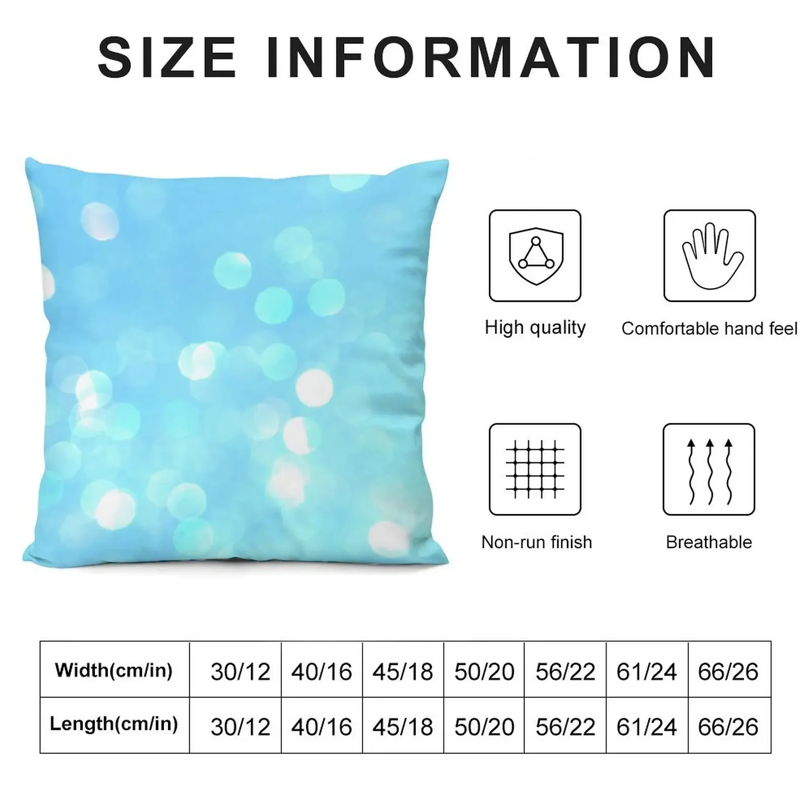 Aqua Blue Bokeh Throw Pillow bed pillows ornamental pillows for living room Custom Cushion pillow