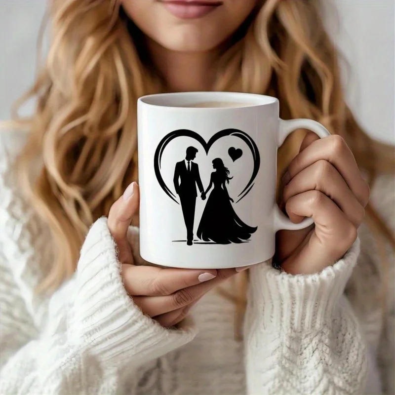 1pc Reusable mug featuring a silhouette of embracing couples - a perfect wedding, Valentine's Day, and anniversary gift.