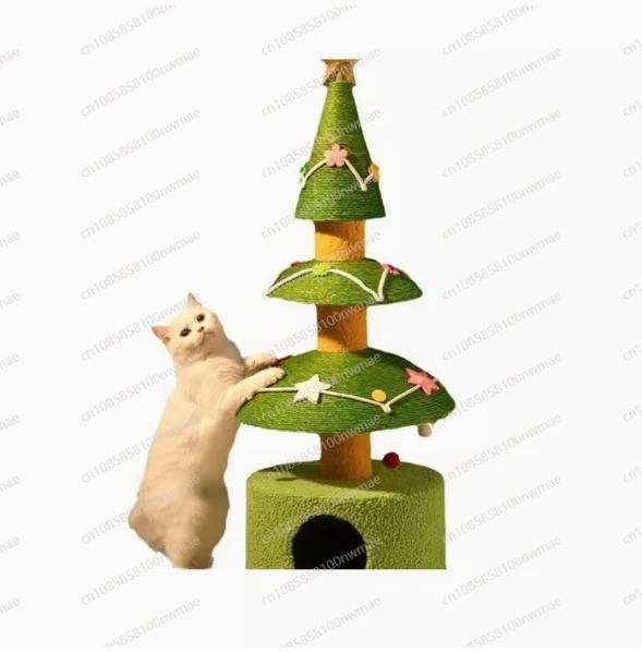 Christmas cat climbing frame integrated with winter plush cat frame,small and non occupying wear-resistant