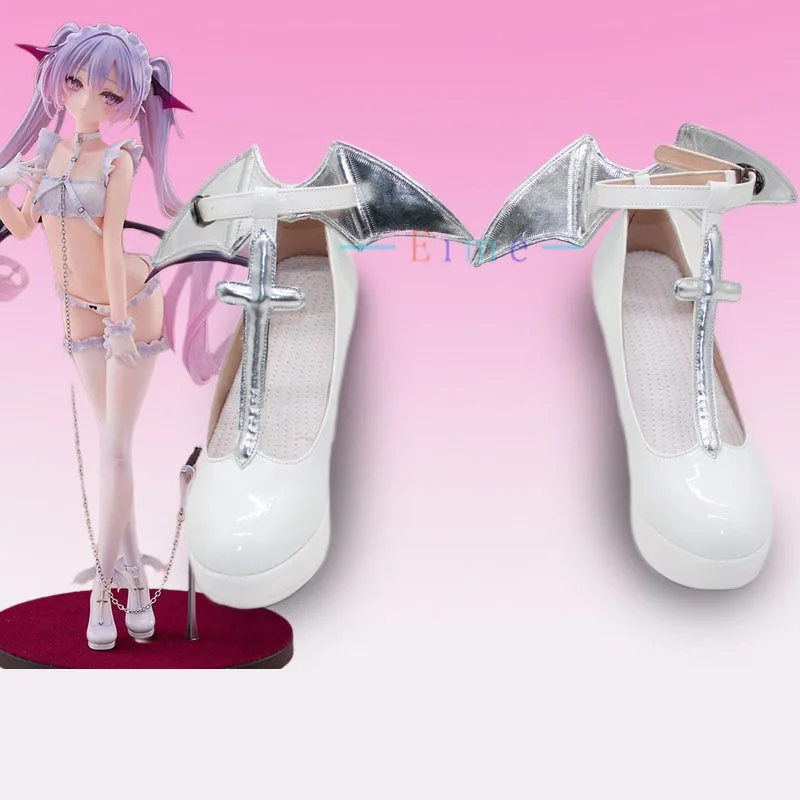Eve BODY HARNESS Cosplay Shoes White High Heels Anime Cosplay Props PU Leather Shoes Halloween Party Boots Big Size Custom Made