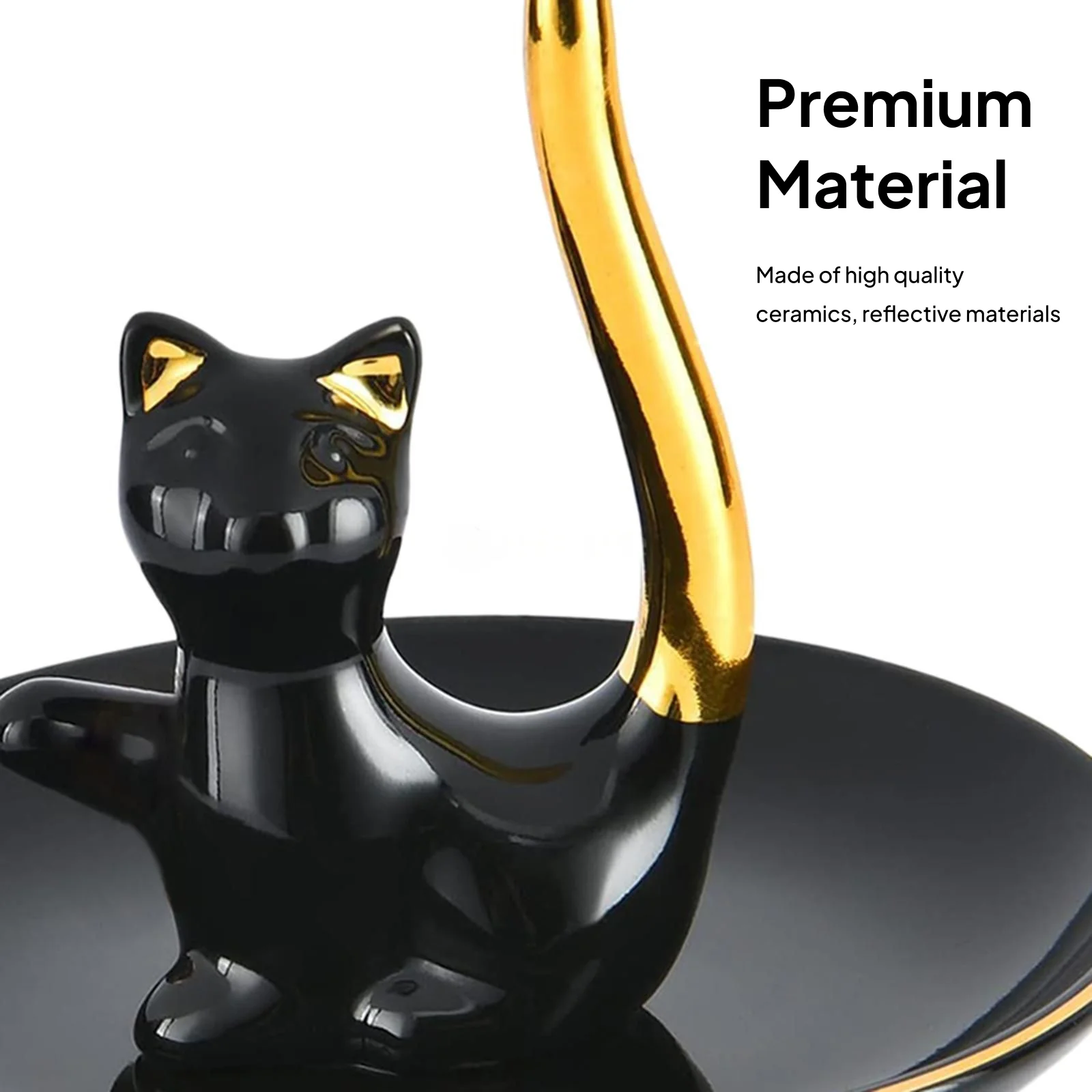 حامل خاتم على شكل قطة، صينية تخزين مجوهرات لطيفة مزخرفة، حامل مجوهرات للأساور والقلادة وعيد الميلاد والذكرى السنوية وأعياد الميلاد