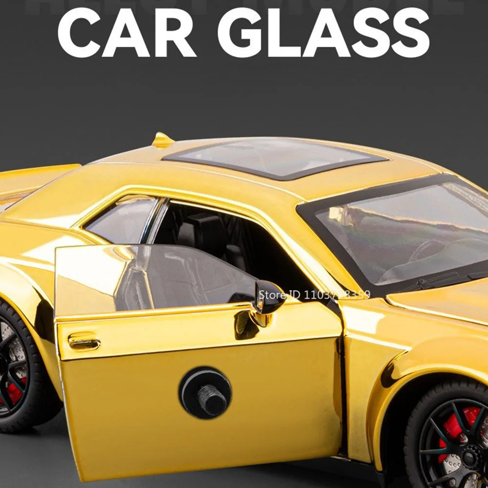 1:24 Hellcat LP770-4 Sports Car Model Toys Metal Diecast Sound Light Pull Back Doors Opened Shock Absorption for Children Gifts