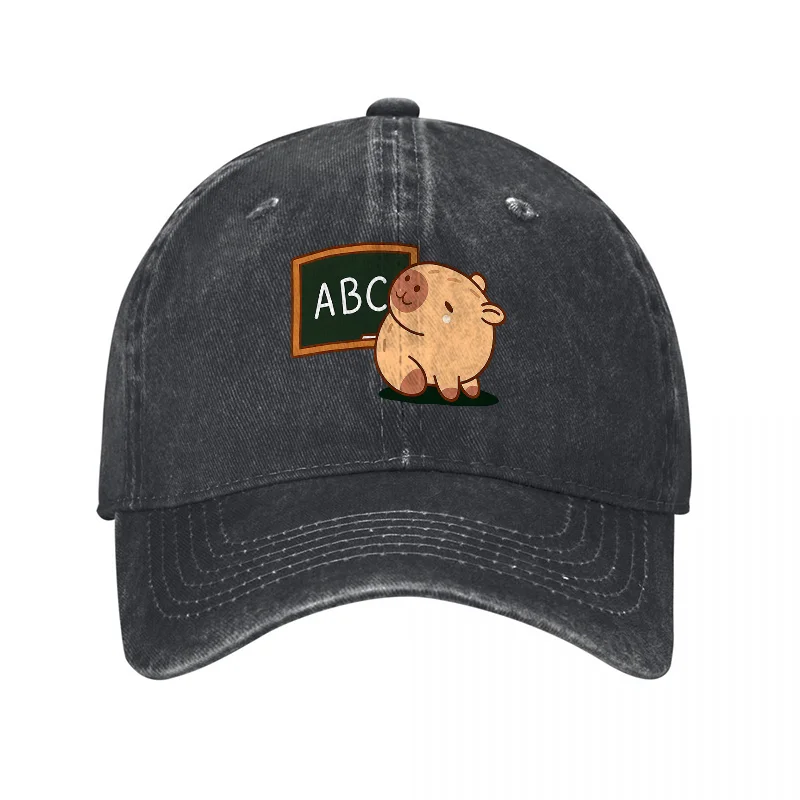 Urocza czapka baseballowa z płótna z motywem świnki i tablicy ABC, dla kobiet i mężczyzn, modna czapka streetwear