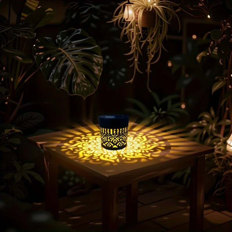 مصباح حائط ماندالا بالطاقة الشمسية للهالوين وعيد الشكر وحفلات عيد الميلاد وإسقاط على شكل زهرة لحديقة المناظر الطبيعية وفناء الحديقة #4