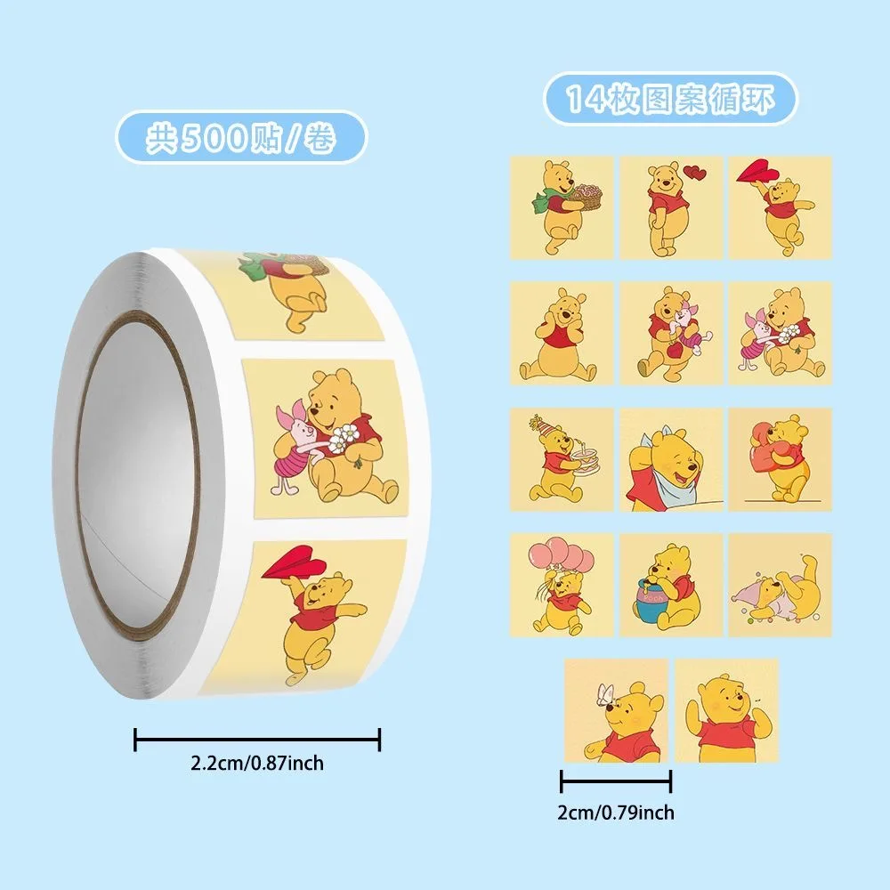 500 قطعة kawaii ويني ذا بوه سوبر لطيف الكرتون مقاوم للماء لفة ملصق سطح المكتب غرفة نوم جدار صندوق الهاتف المحمول ملصق يدوي الصنع