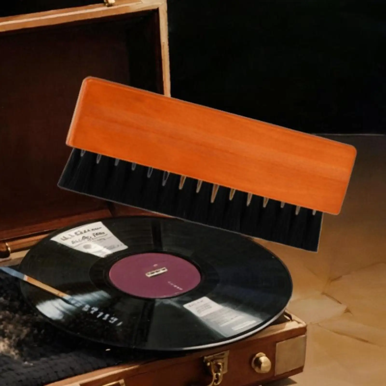 Gravar limpeza escova para álbuns, leve, cerdas macias, fonógrafo