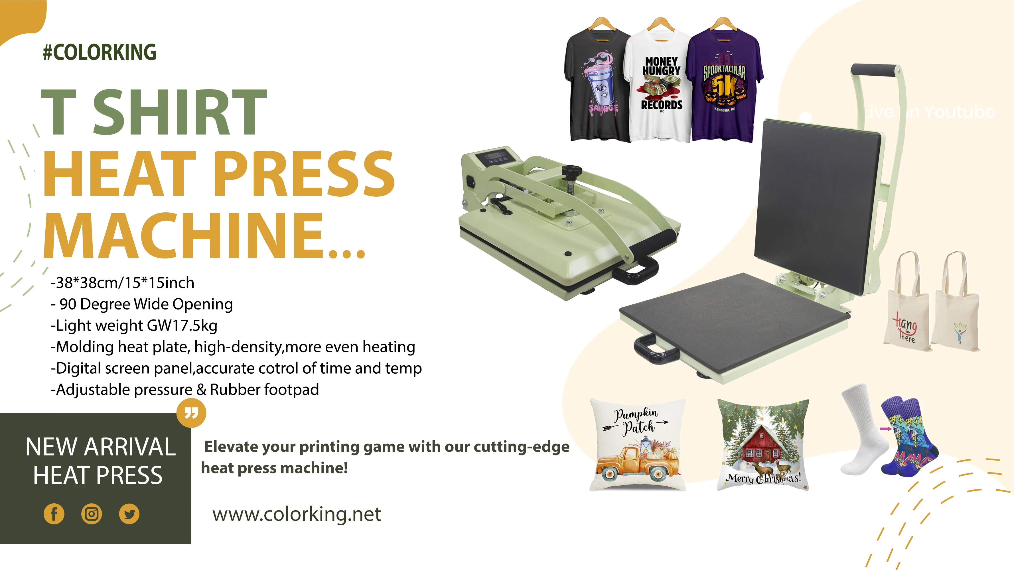 【Hot】20 Years Factory 38x38cm Wide Open T-shirt Printing Cheap Heat Press