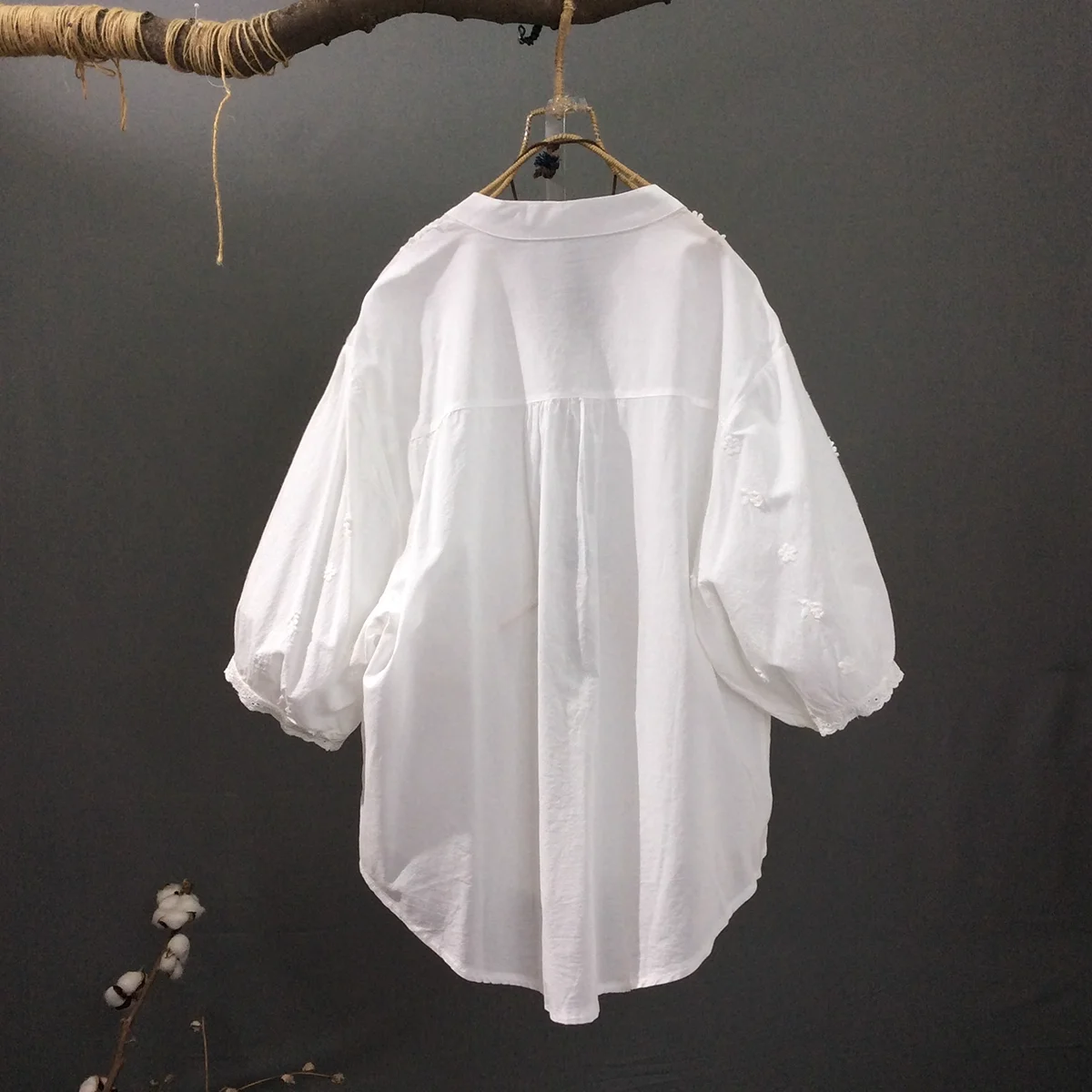 Blusas femininas jovens 100% algodão branco floral bordado camisas brancas para mulheres verão boêmio tamanho grande topos