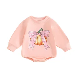 2024 New Halloween Clothes Baby Sweet Pink Bodysuit Toddler Cartoon Pumpkin Girls One Piece Infant Outwear