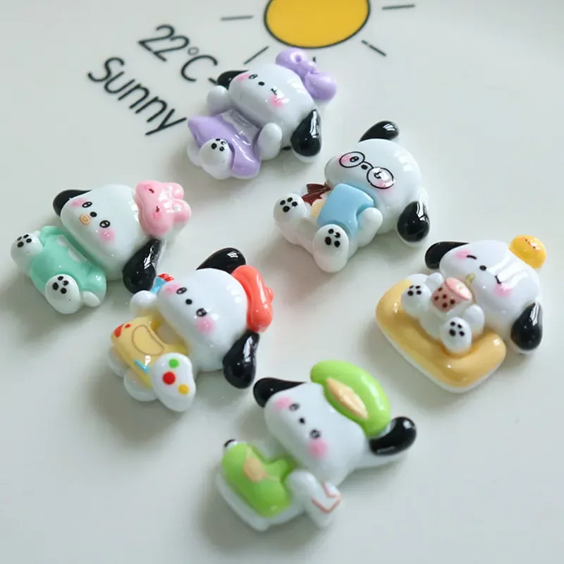 10Pcs Glosssy Cartoon Dog Resin Flat Back Patch DIY Phone Case Hair Jewelry Decor Accessory Earring Key Chain Crafts Supplies