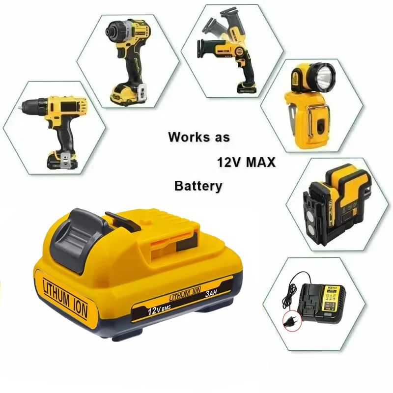 Pro Dewalt 12V lithiovou baterii 2/6AH kompatibilní DCB120 DCB124 DCB122 DCB123 DCB125 elektrické nářadí šroubovák laserový vodováha - náhled 5