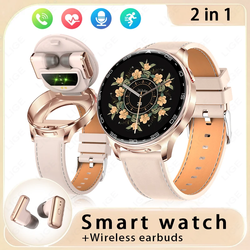 New 2 in 1 Smart Watch with Earbuds Smartwatch TWS Bluetooth Headphones Heart Rate Blood Pressure Monitor Sports Fitness Watches