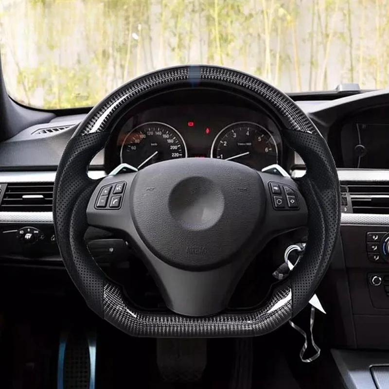 Real Carbon Fiber Car Steering Wheel Perforated Leather For BMW E90 E91 E92 E93 E89 E87 E70 E84 E83 E71 E82 E81 Car Accessories