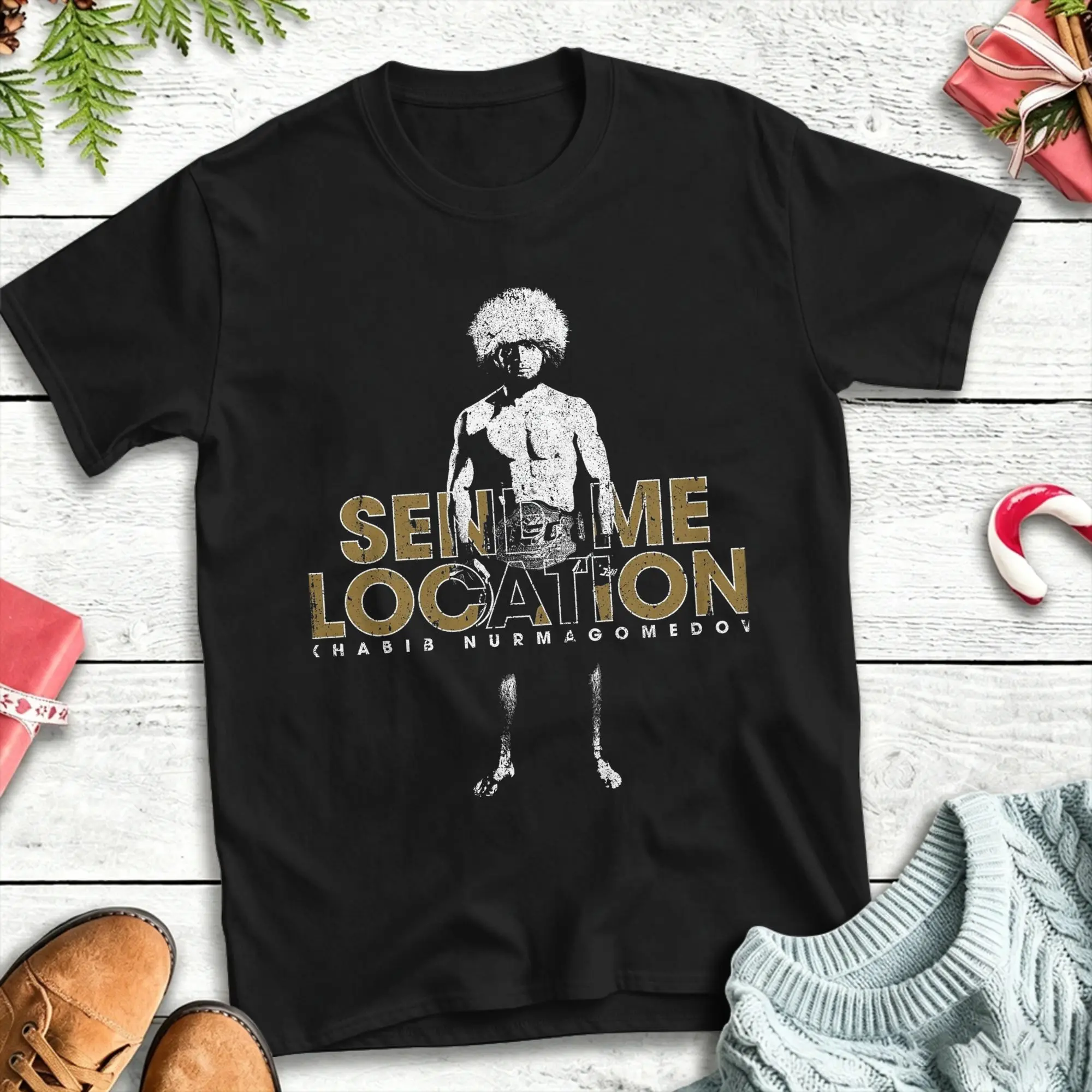 Men's T-Shirt Send Me Location Khabib  Variant T-Shirts Hippie  Beach Tees Vintage 100 Cotton Clothes Gift