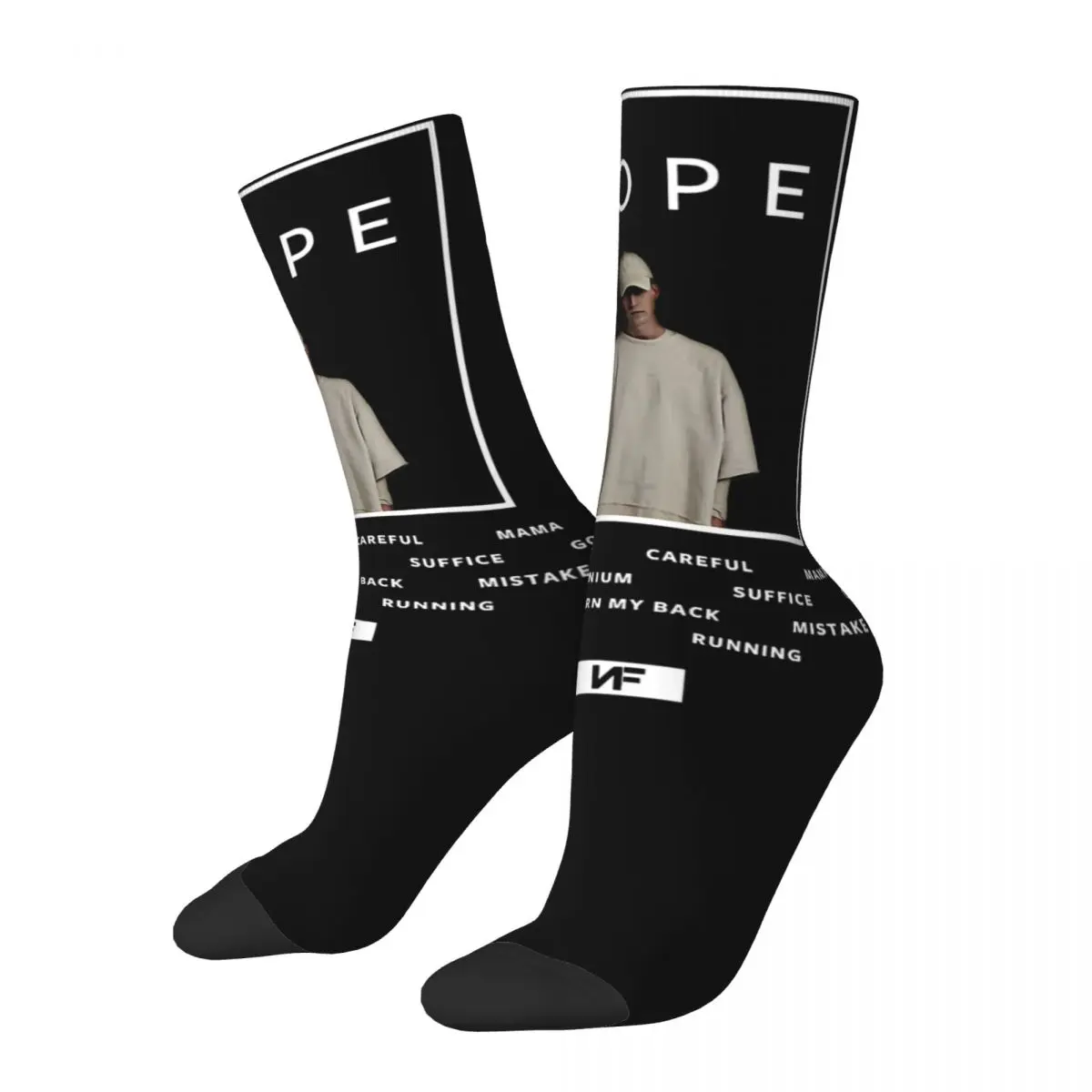 Colorful NF Hope Album Real Music Theme Design Basketball Crew Socks All Seasons Rapper Comfortable Middle Tube Socks Non-slip