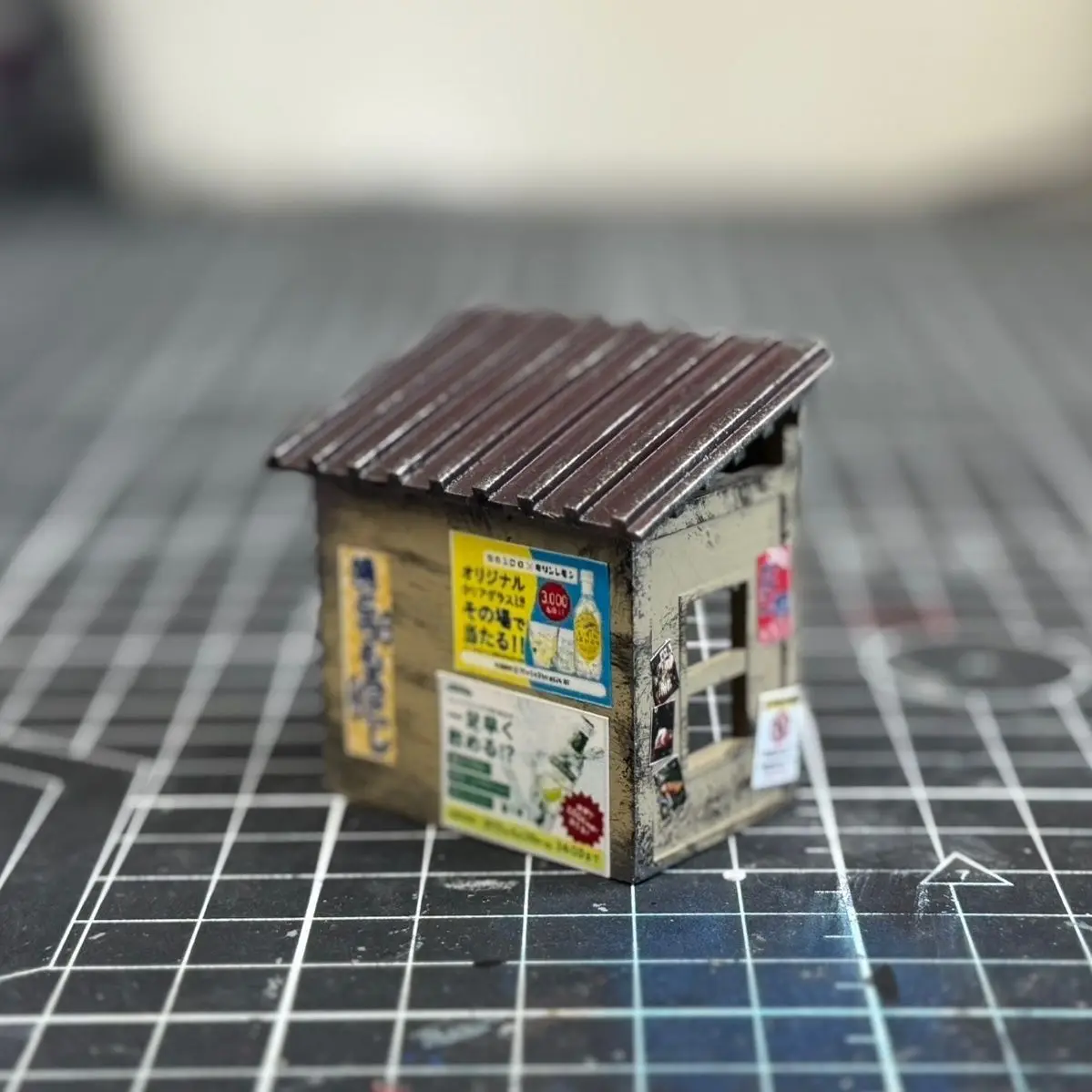 Modelo de diorama de cena de casa em miniatura vintage estilo japonês em escala 1/64