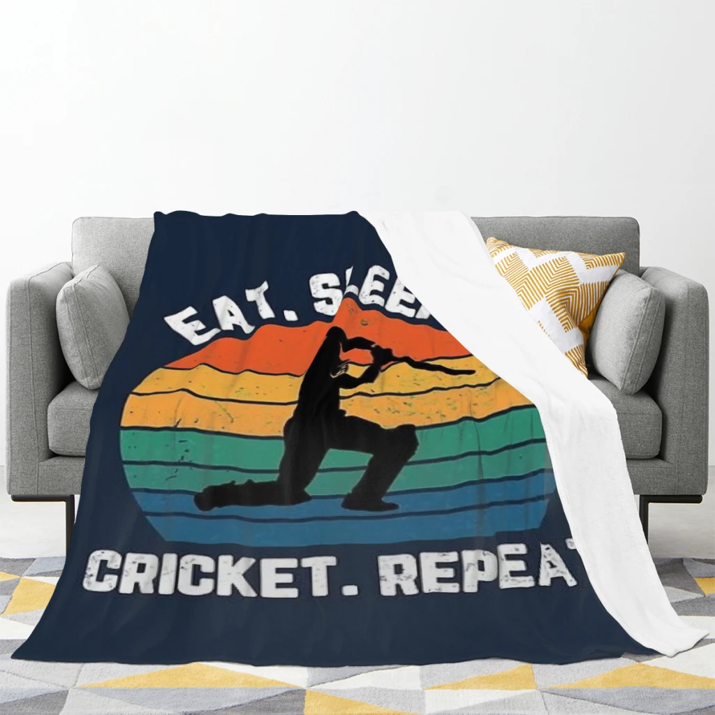 Eat Sleep Cricket Repeat Sunset White Text Blanket Sofa Bedroom Bed Home Office Nap Blanket Car Travel Picnic Blankets Gift