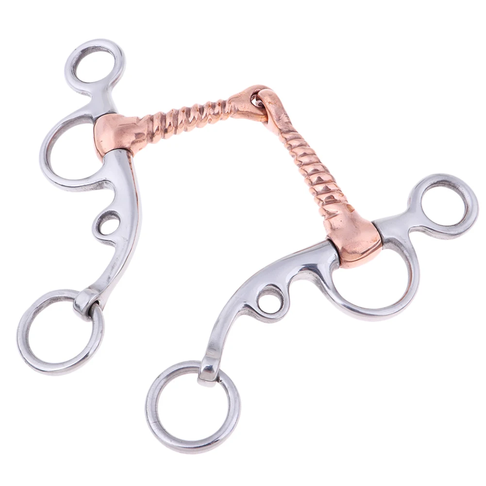 

YOUZI Horse Snaffle Ring Horse Snaffle BT1146 Stainless Steel Copper Roller Mouth Snaffle Bit Wire Wrapped Mouth